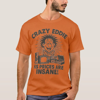 Camiseta Retro da década de 1970 anunciando que CRAZY EDDIE