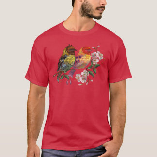 Camiseta Retrô da família de bordados de cereja com duas av