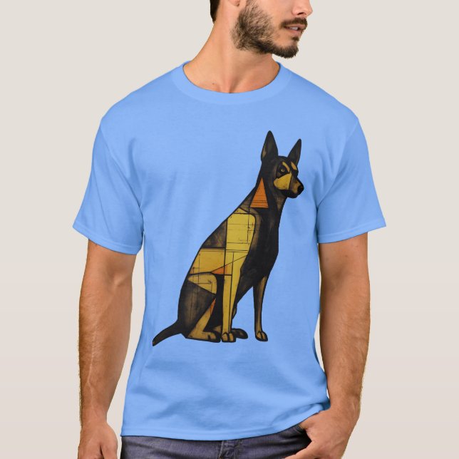Camiseta Retro da família de cães geométricos (Frente)