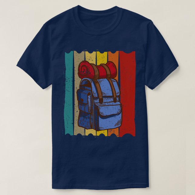 Camiseta Retro da mochila de caminhada (Frente do Design)
