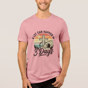Camiseta Retro da Páscoa Cristã 3 Dias Cruz Cavern