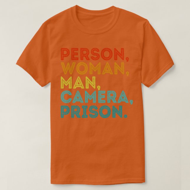 Camiseta Retrô Da Prisão De Tv Do Homem De Mulher (Frente do Design)