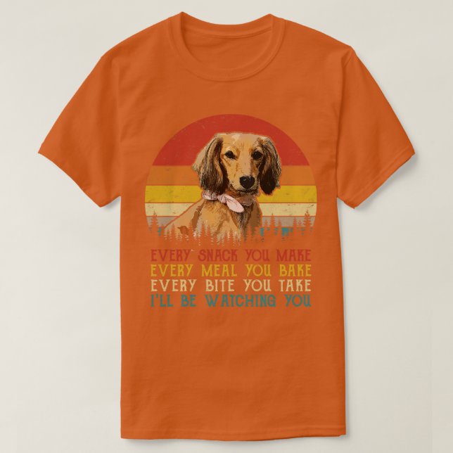 Camiseta Retrô Dachshund Cada Pica Que Você Faz Em Cada Ref (Frente do Design)