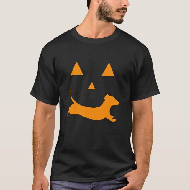 Camiseta Retro Dachshund Witch Dog Spooky Season Halloween (Frente)