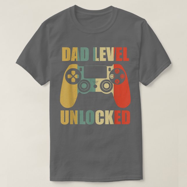Camiseta Retro Dad Level Unlocked New Daddy Gaming Lover Fa (Frente do Design)