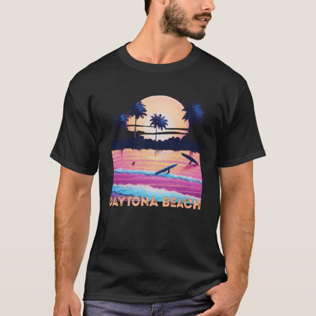 Camiseta Retro Daytona Beach Surf Souvenir na Flórida (Frente)