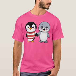 Camiseta Retro de Amigos de Pinguim e Selo