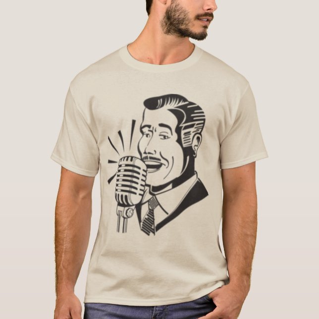 Camiseta Retro de Anunciante de Rádio (Frente)