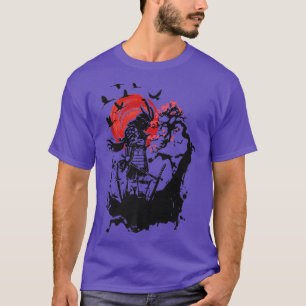 Camiseta Retro de Arte Vintage do Combatente Samurai Japonê