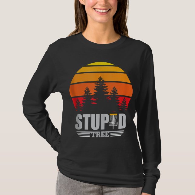 Camiseta Retrô de Árvore Estúpida de Cesto de Golfe de Disc (Frente)