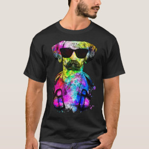 Camiseta Retrô de Cachorro Negra-Pop com Cabeça