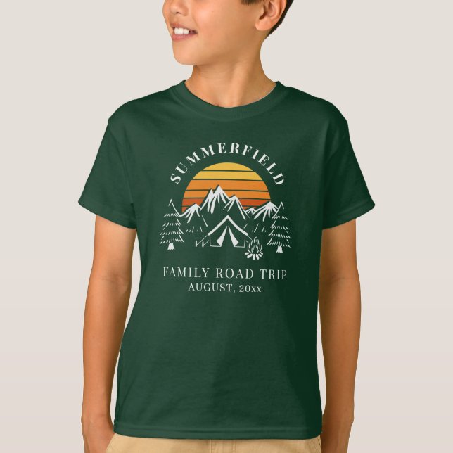 Camiseta Retro de Campanha de Combinação de Viagem da Famíl (Frente)