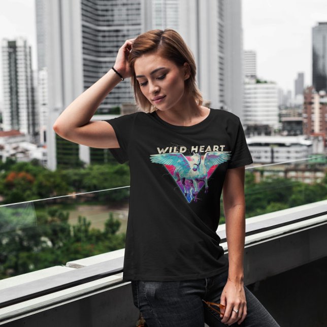 Camiseta Retro de Cavalo Voador de Coração Selvagem (Criador carregado)