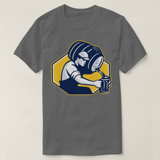 Camiseta Retro de Cerveja de Barril de Pavimento (Frente do Design)