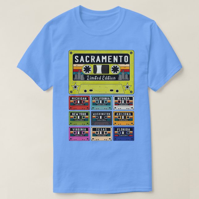 Camiseta Retro de Cidade de Sacramento (Frente do Design)