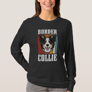 Camiseta Retro de Collie de Borda de Sorriso