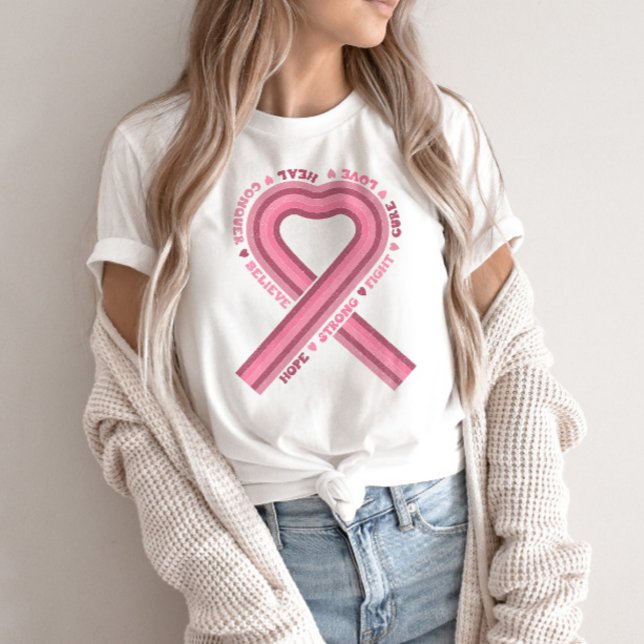 Camiseta Retrô de Consciência do Cancer de Fita Rosa (Criador carregado)