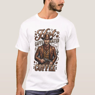 Camiseta Retro de Cowboy com Café Catinado Quente