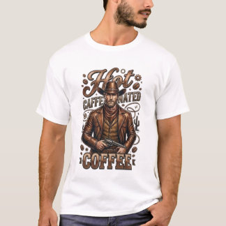 Camiseta Retro de Cowboy com Café Catinado Quente