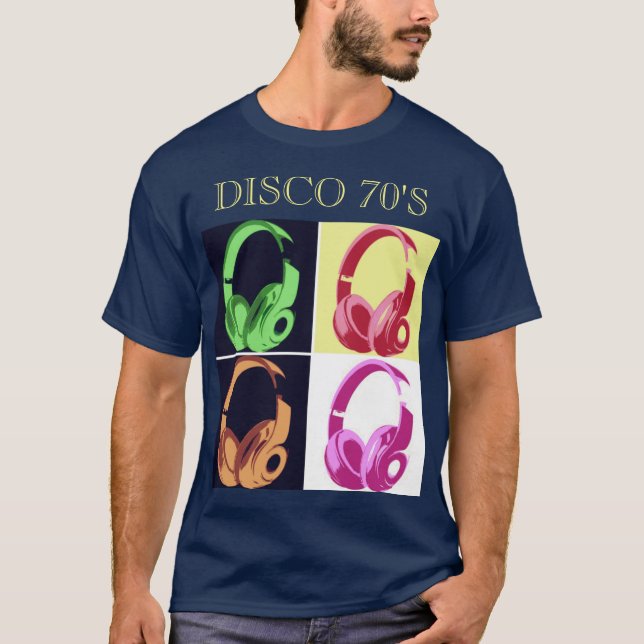 Camiseta Retro de entretenimento musical com Pop azul do Di (Frente)