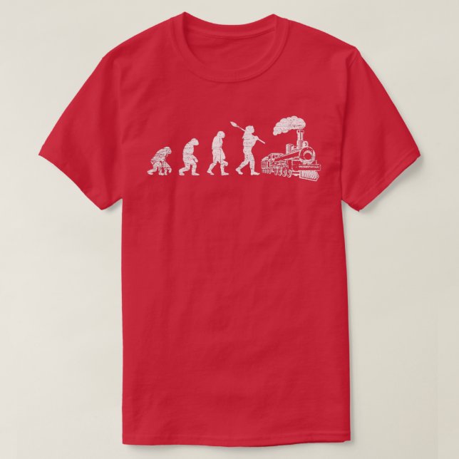 Camiseta Retro de Evolução dos Comboios Condutores (Frente do Design)