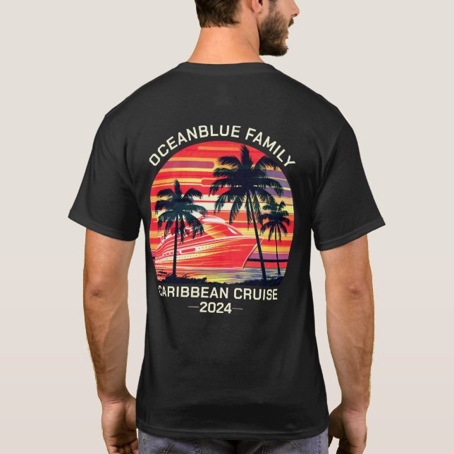 Camiseta Retrô de Férias Cruzadas Personalizadas da Família (Verso)