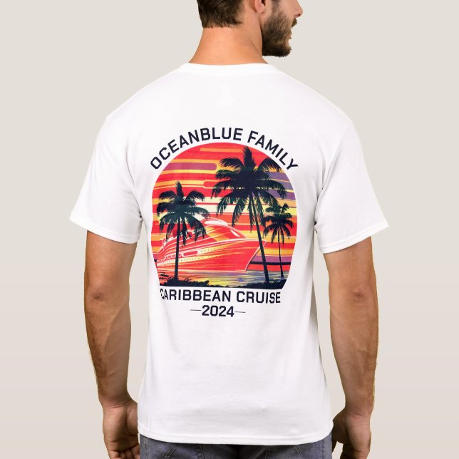 Camiseta Retrô de Férias Cruzadas Personalizadas da Família (Verso)