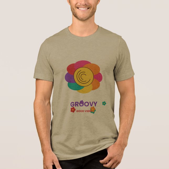 Camiseta Retro de Flores Groovy Good Vibes (Frente)