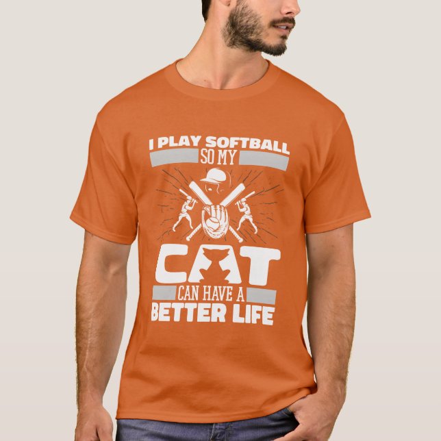 Camiseta Retro de Gato de Softball (Frente)