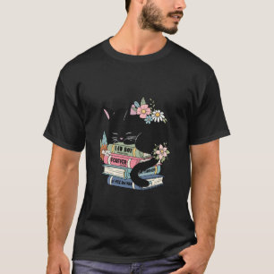 Camiseta Retro de Gato e Livros Floral Bibliotecár