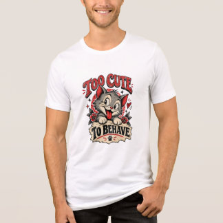 Camiseta Retro de Gato 'Muito Fofo Para se Comport