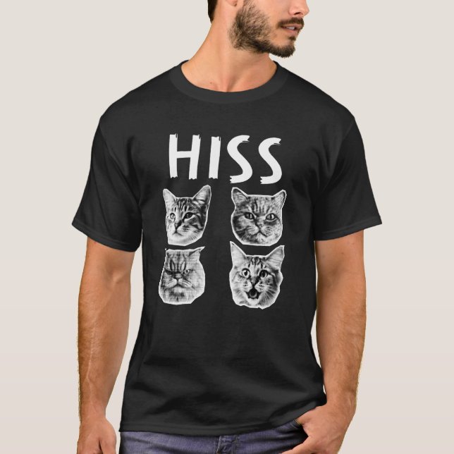 Camiseta Retro de gatos HISS (KISS) (Frente)