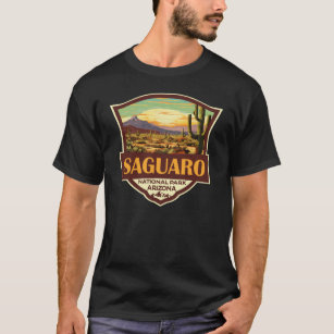 Camiseta Retro de Ilustração do Parque Nacional do Saguaro