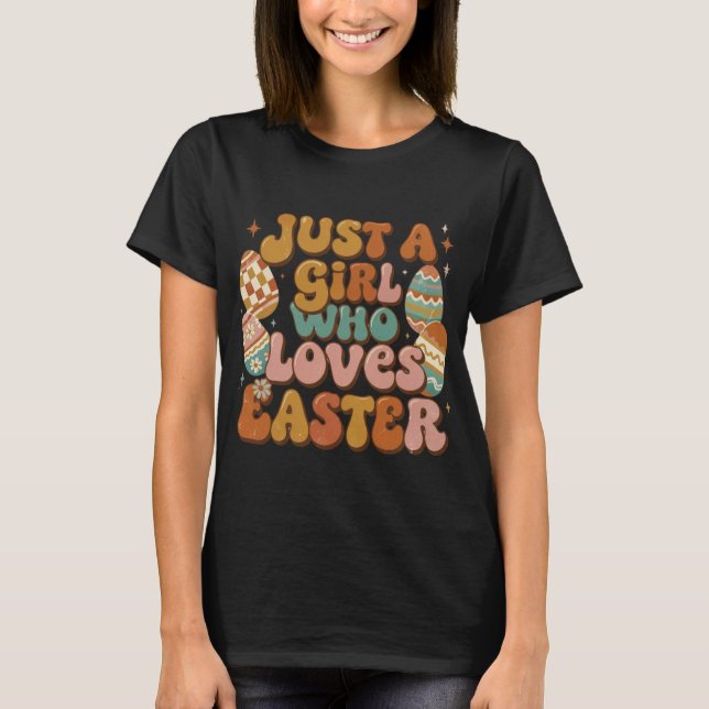 Camiseta Retro de Páscoa  Só uma Garota que Ama a  (Frente)