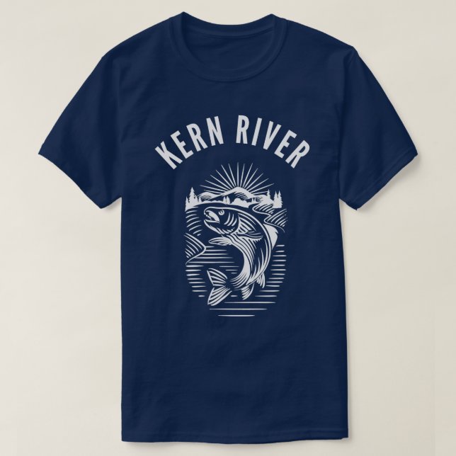 Camiseta Retrô de pesca de mosca do rio Kern, Califórnia (Frente do Design)