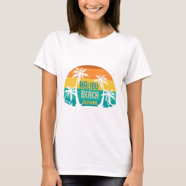 Camiseta Retro de praia Malibu (Frente)