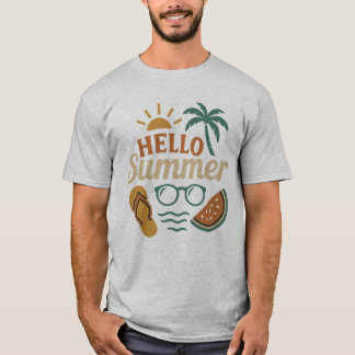 Camiseta Retro de Praia Olá Verão | Palmeira & Águ