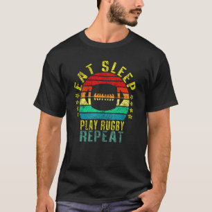 Camiseta Retrô de Repetição de Rugby de Reprodução de Repro