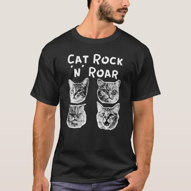 Camiseta Retro de rocha e ruga de gato (Frente)