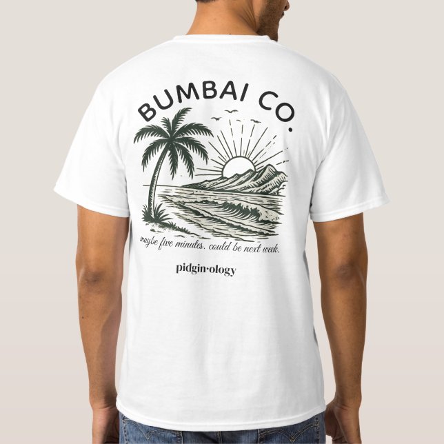 Camiseta retrô de surf Funny Hawaiian Pidgin Bumba (Verso)
