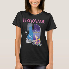 Camiseta Retro de Viagem Noturna Havana Cuba