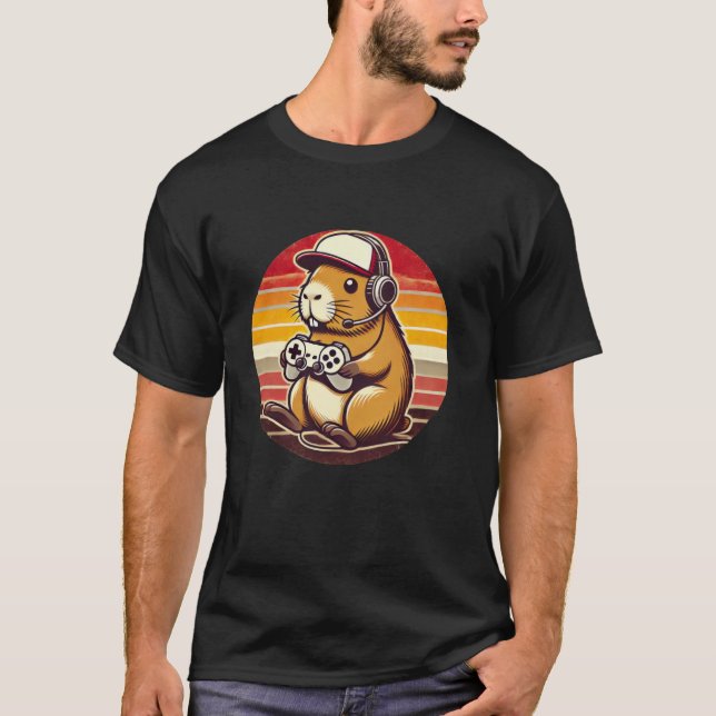Camiseta Retro de Videos games de jogos da Funny Capybara (Frente)