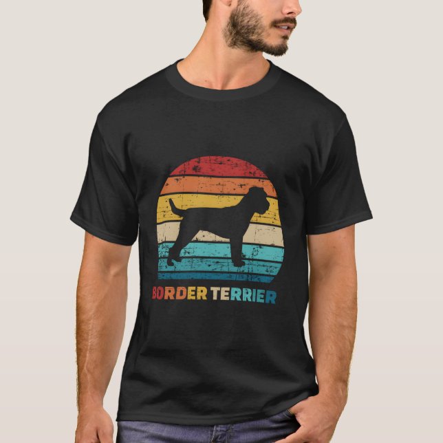 Camiseta Retro de Vintagem de Borda Terrier (Frente)