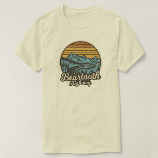 Camiseta Retro de Wyoming na Estrada Beartooth Montana (Frente do Design)
