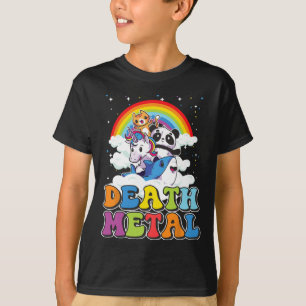Camiseta Retro Death Metal Gato Arco-Íris Unicórnio Engraça
