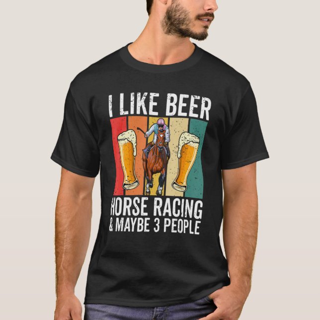 Camiseta Retro Derby Day Party I Like Beer And Horse Racin (Frente)