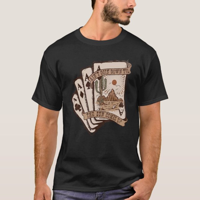 Camiseta Retro Desert Sunset Cards Ain't Going Down Western (Frente)