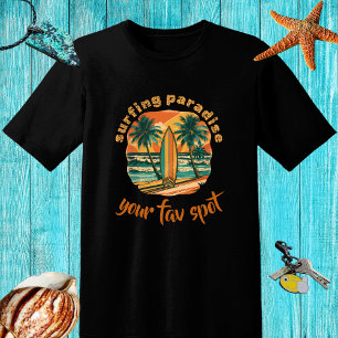 Camiseta Retro design 'Paraíso de surfe' e nome especial