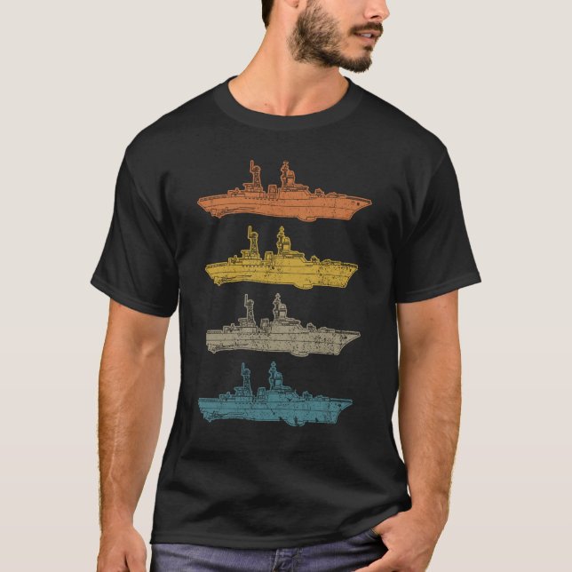 Camiseta Retro Destroyer Marinho Navio de guerra militar (Frente)