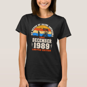 Camiseta Retro Dezembro De 1989 33 Anos De Pesca 33.O Nasci